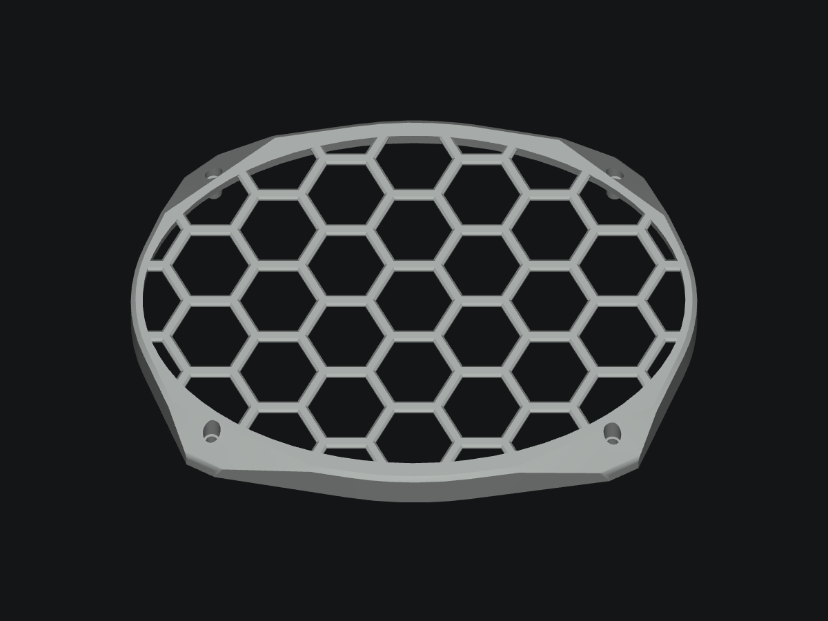 6×9 Honeycomb Grill for PowerBass & GaleForce — blank model rendering