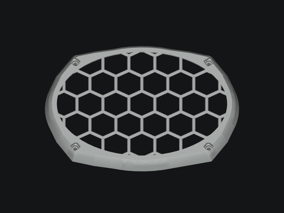 Honeycomb Grill for DS18 6×9 Speakers — blank model rendering