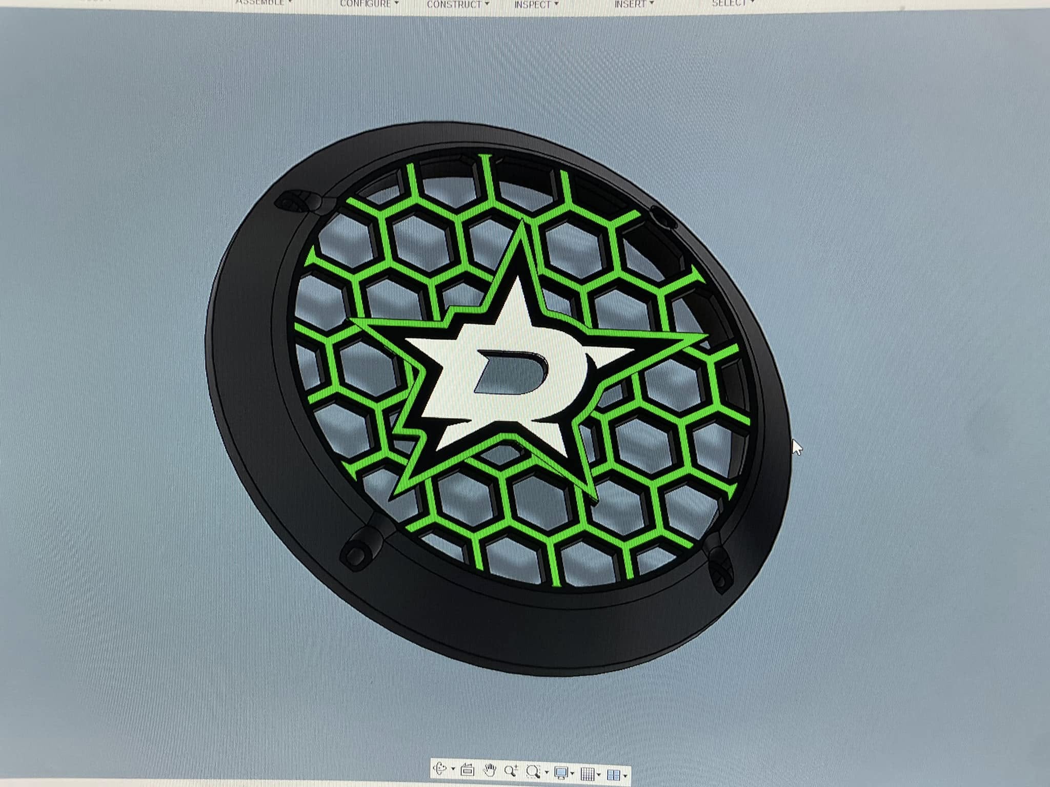 Green accents and star CAD design reference